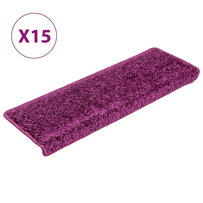 Covorașe pentru scări, 15 buc., 65x21x4 cm, violet, cu margini dreptunghiulare WALTI