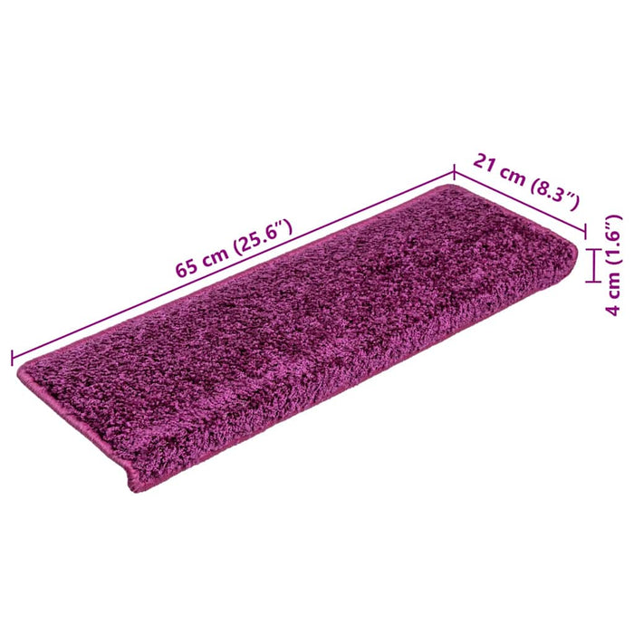 Covorașe pentru scări, 15 buc., 65x21x4 cm, violet, cu margini dreptunghiulare WALTI