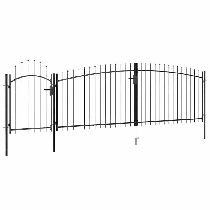 Poartă gard pentru grădină cu vârf suliță, negru, 5 x 2 m - WALTI WALTI