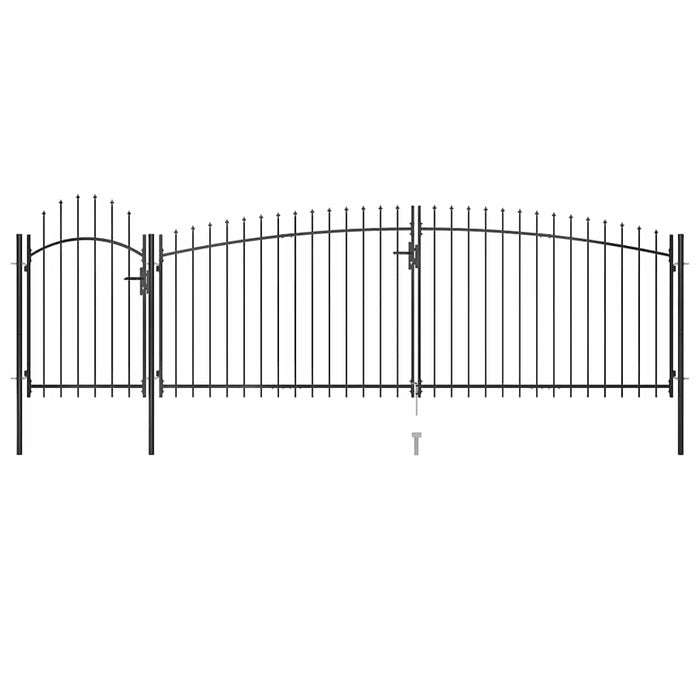 Poartă gard pentru grădină cu vârf suliță, negru, 5 x 2 m - WALTI WALTI