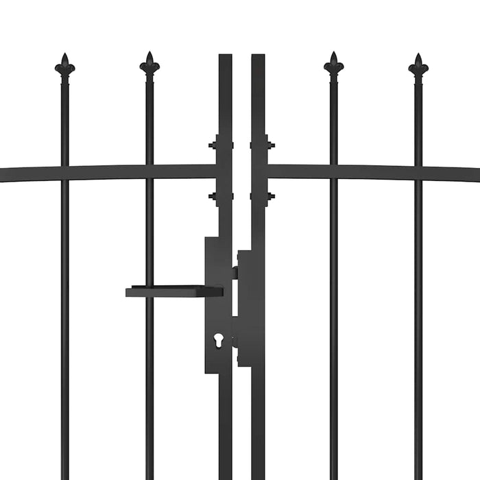 Poartă gard pentru grădină cu vârf suliță, negru, 5 x 2 m - WALTI WALTI