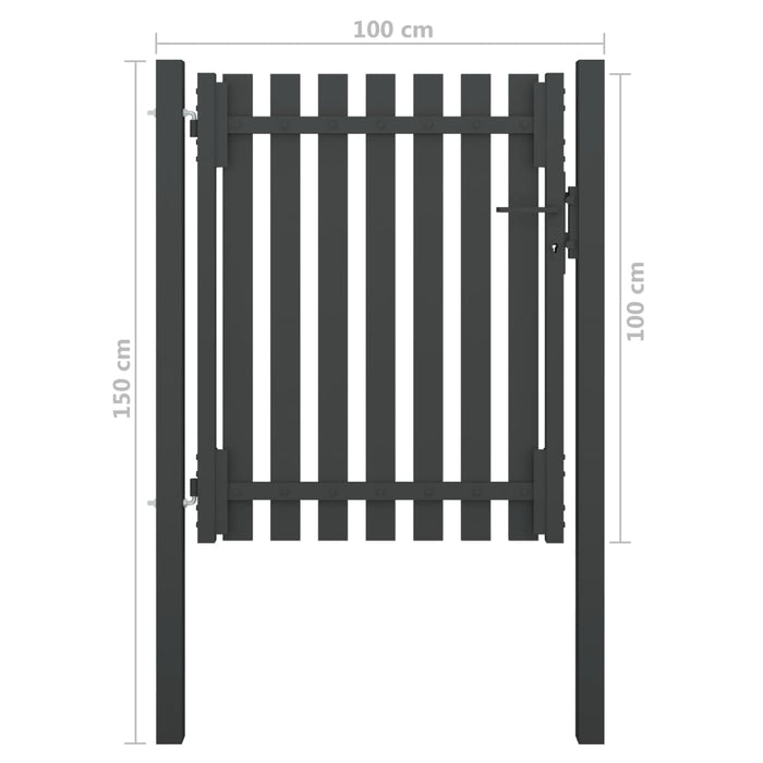 Poartă de gard grădină, antracit, 1 x 1,5 m, oțel - WALTI WALTI