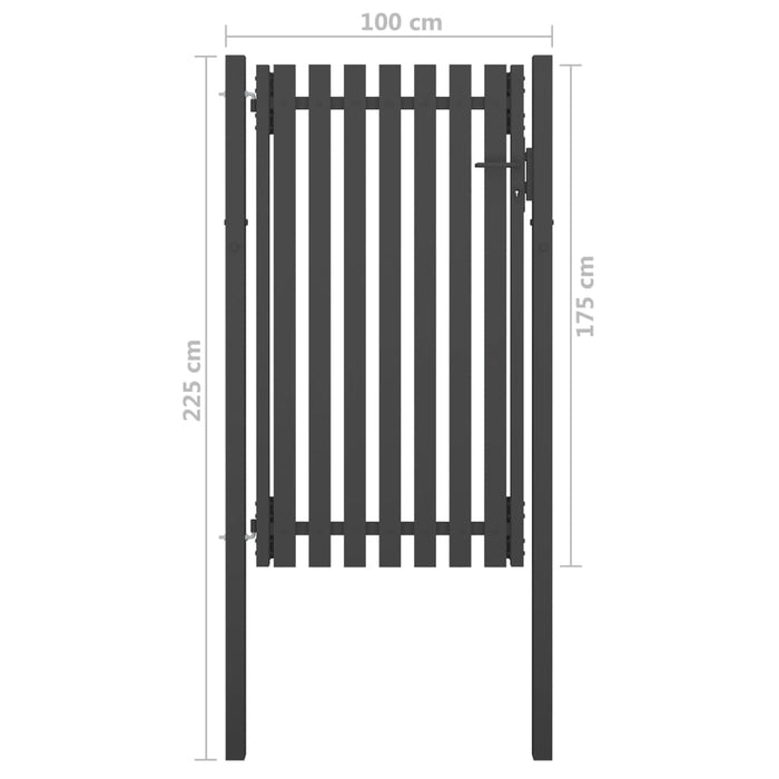 Poartă de gard grădină, antracit, 1 x 2,25 m, oțel - WALTI WALTI
