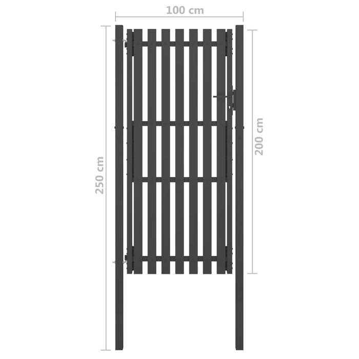 Poartă de gard grădină, antracit, 1 x 2,5 m, oțel - WALTI WALTI