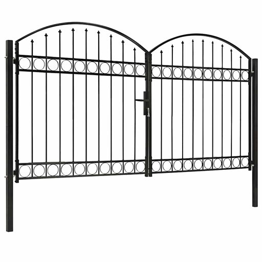 Poartă de gard ASSEN Ușă dublă cu blat arcuit din oțel 300x175 cm - WALTI WALTI