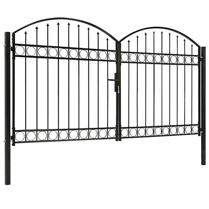 Poartă de gard ASSEN Ușă dublă cu blat arcuit din oțel 300x175 cm - WALTI WALTI