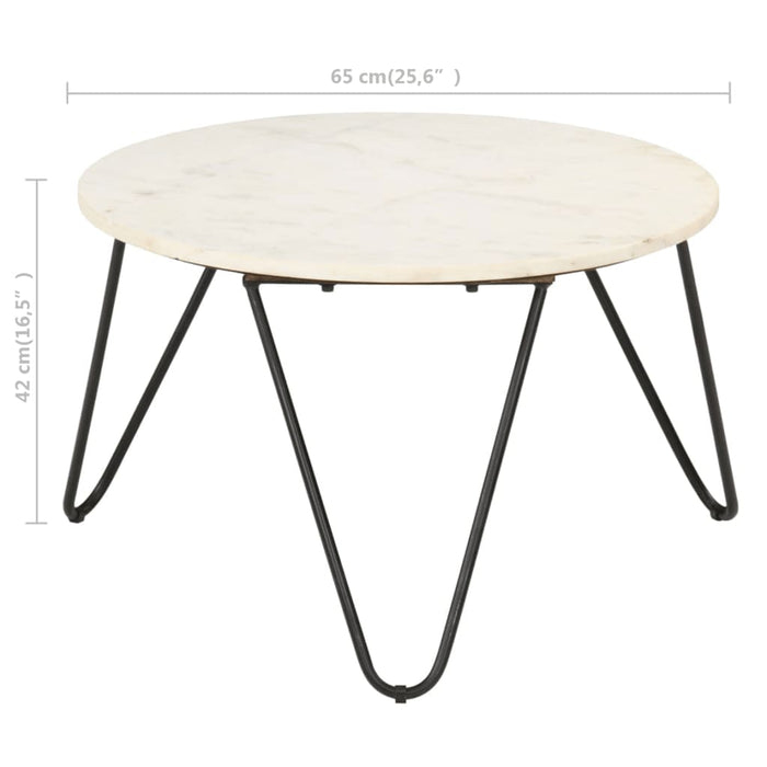Măsuță de cafea alb 65x65x42 cm piatră naturală aspect marmură WALTI