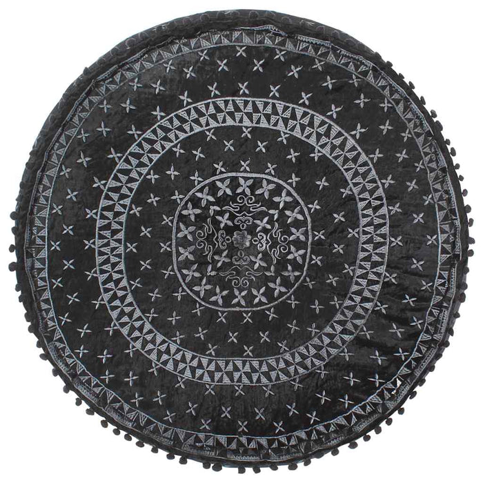 Taburet puf, antracit, 60 x 25 cm, catifea brodată, rotund WALTI