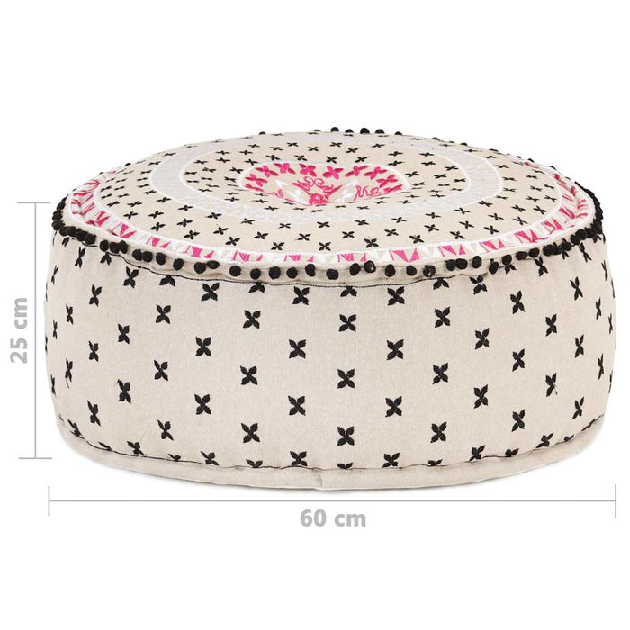 Taburet puf cu broderie, multicolor, 60x25 cm, bumbac, rotund WALTI