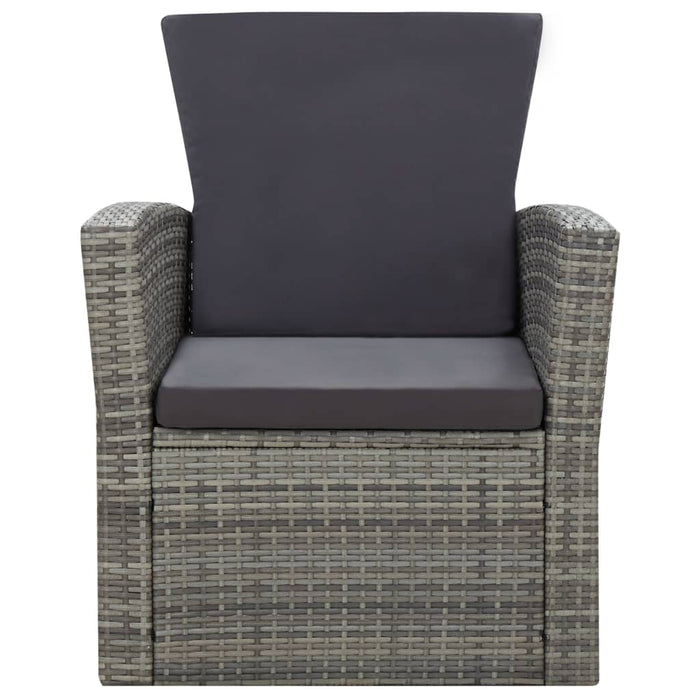 Set mobilier de grădină cu perne, 4 piese, gri, poliratan WALTI