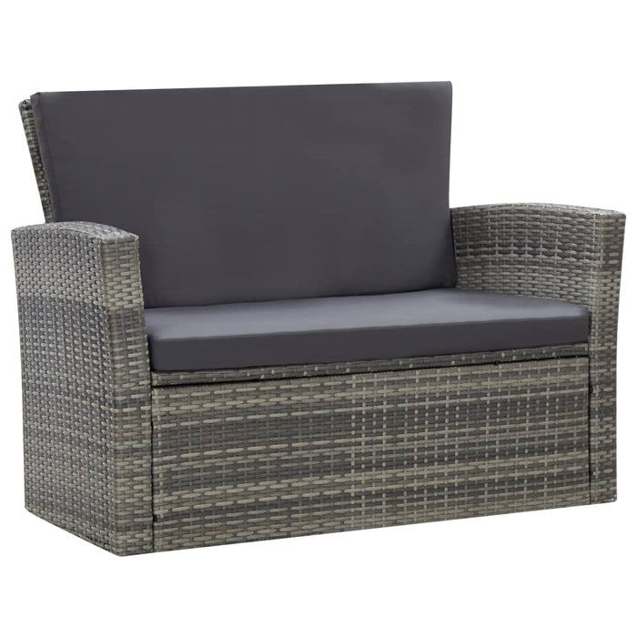 Set mobilier de grădină cu perne, 4 piese, gri, poliratan WALTI