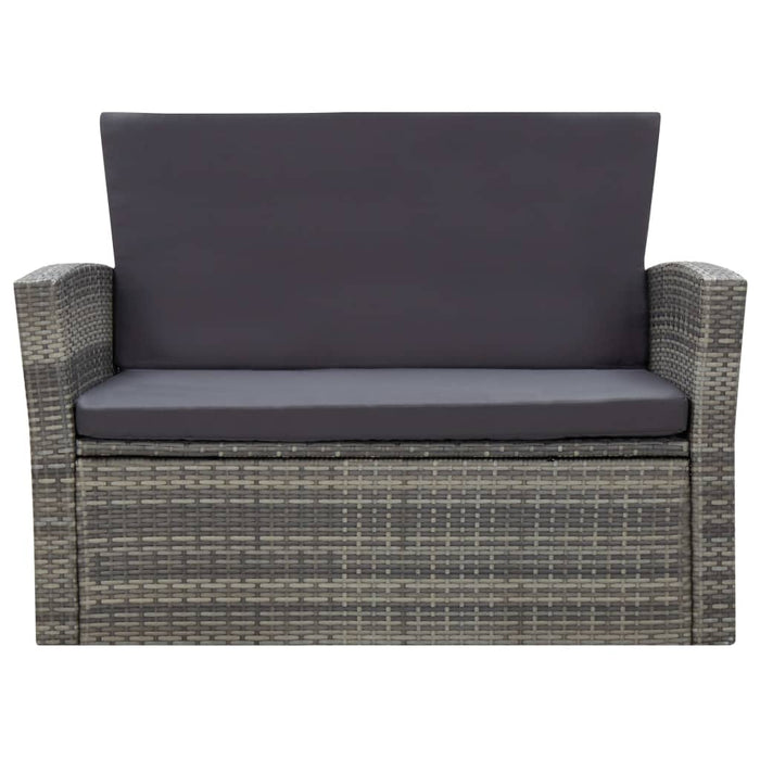 Set mobilier de grădină cu perne, 4 piese, gri, poliratan WALTI