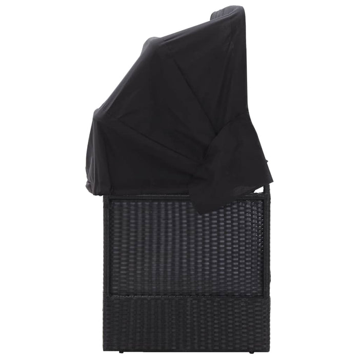 Pat canapea de exterior cu copertină, negru, poliratan - WALTI WALTI