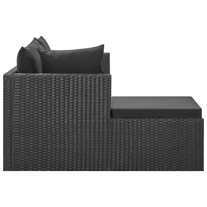 Set mobilier de grădină cu perne, 4 piese, negru, poliratan - WALTI WALTI