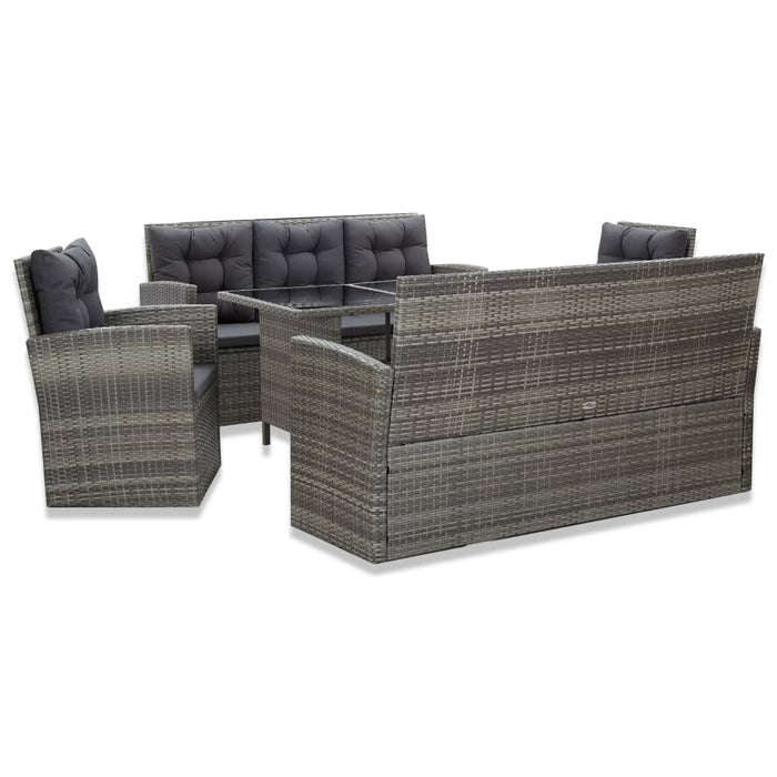 Set mobilier de exterior cu perne, 5 piese, gri, poliratan - WALTI WALTI