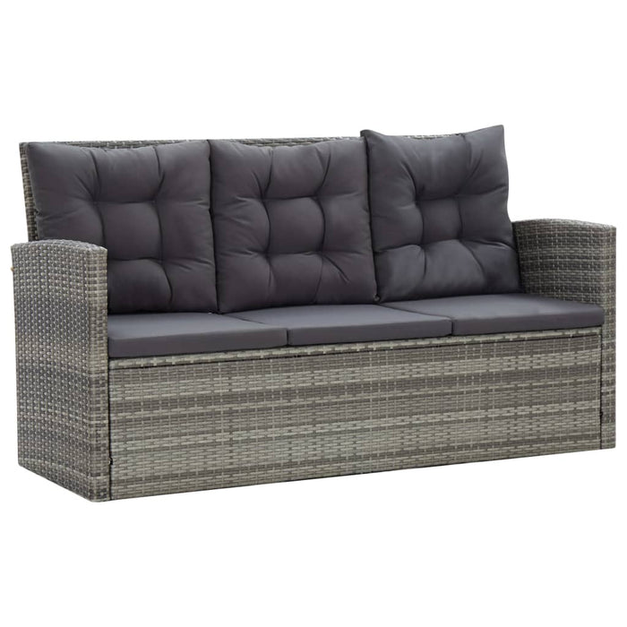 Set mobilier de exterior cu perne, 5 piese, gri, poliratan - WALTI WALTI