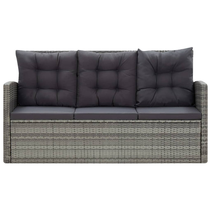 Set mobilier de exterior cu perne, 5 piese, gri, poliratan - WALTI WALTI