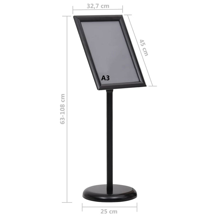 Suport de afiș A3 cu picior, negru, aliaj de aluminiu - WALTI WALTI