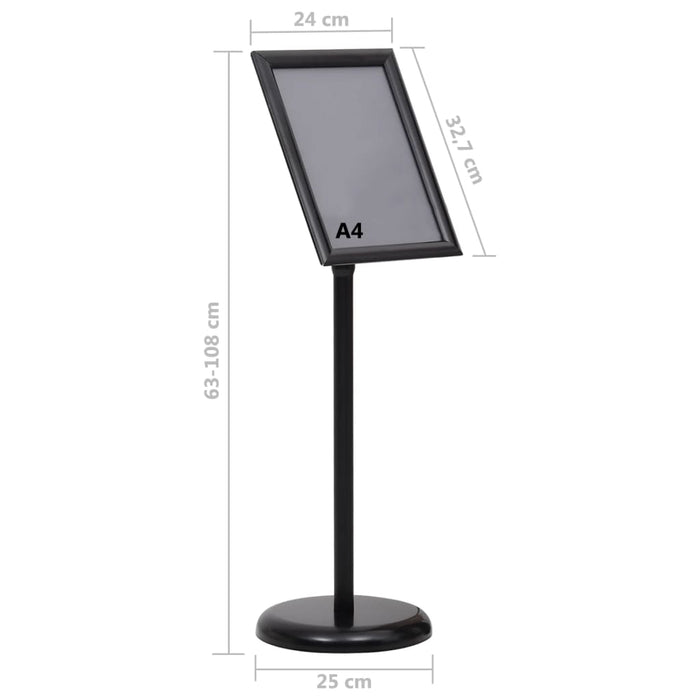 Suport de afiș A4 cu picior, negru, aliaj de aluminiu - WALTI WALTI