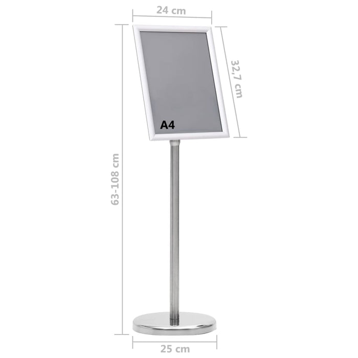 Suport de afiș A4 cu picior, argintiu, aliaj de aluminiu - WALTI WALTI