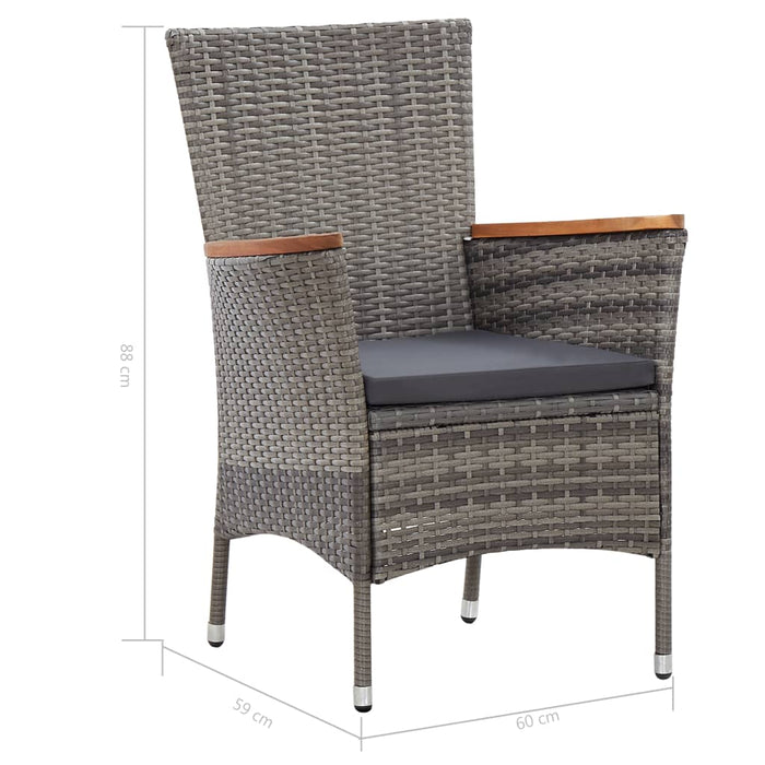 Set mobilier grădină cu perne, 9 piese, gri, poliratan WALTI