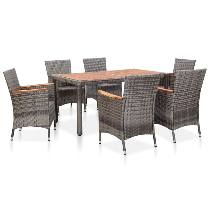 Set mobilier de grădină cu perne, 7 piese, gri, poliratan WALTI