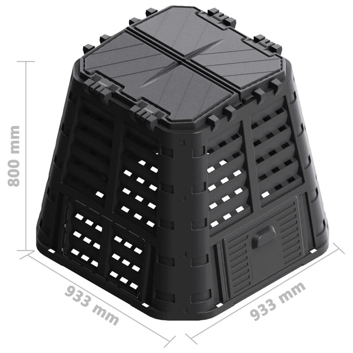 Compostor de grădină, negru, 93,3x93,3x80 cm, 480 L - WALTI WALTI