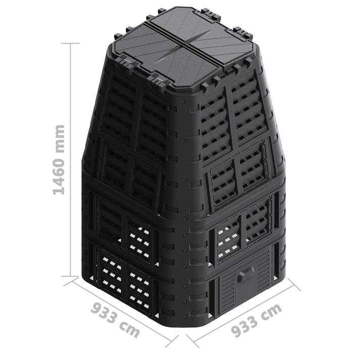 Compostor de grădină, negru, 93,3x93,3x146 cm, 1000 L - WALTI WALTI
