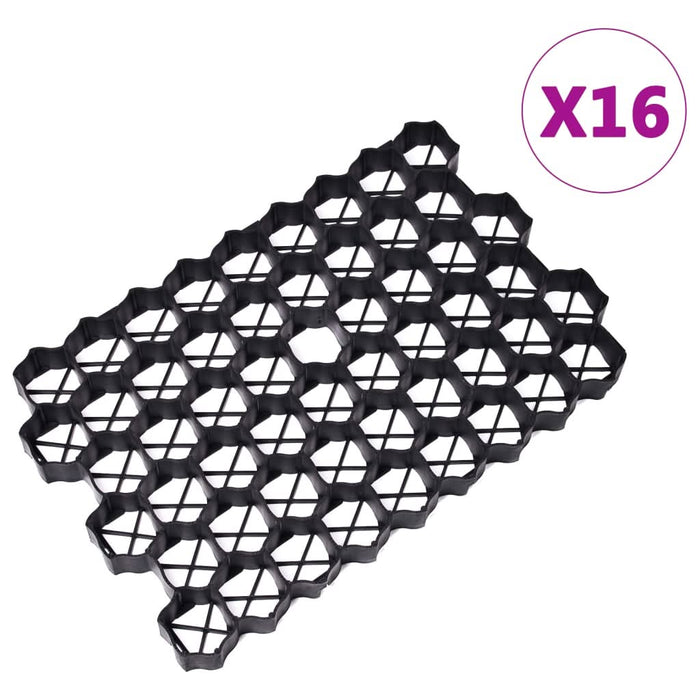 Grilaje de gazon, 16 buc., negru, 60x40x3 cm, plastic - WALTI WALTI