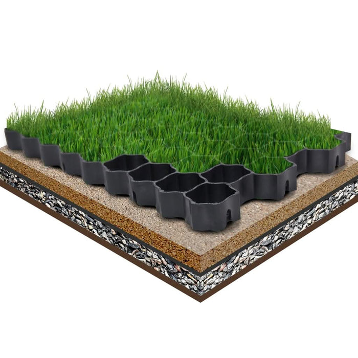 Grilaje de gazon, 16 buc., negru, 60x40x3 cm, plastic - WALTI WALTI