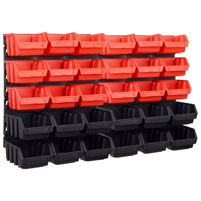 Set cutii depozitare 32 piese cu panouri de perete, roșu&negru - WALTI WALTI