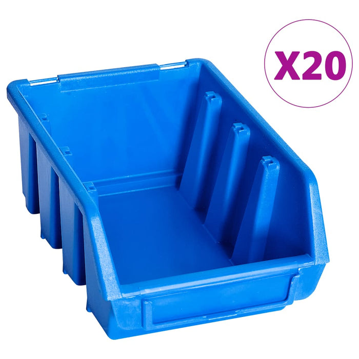Cutii de depozitare stivuibile, 20 buc., albastru, plastic - WALTI WALTI