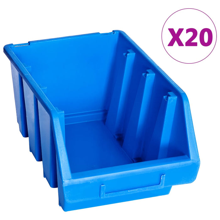 Cutii de depozitare stivuibile, 20 buc., albastru, plastic - WALTI WALTI