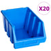 Cutii de depozitare stivuibile, 20 buc., albastru, plastic - WALTI WALTI