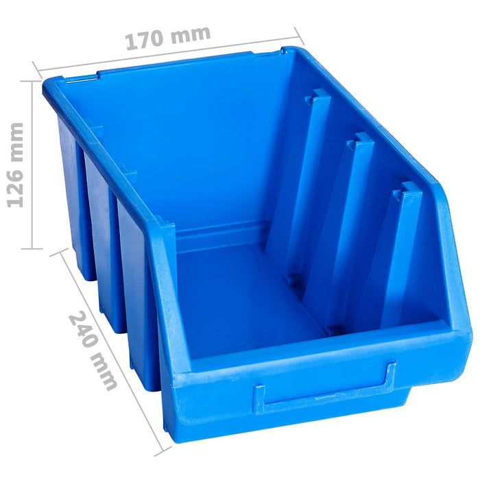 Cutii de depozitare stivuibile, 20 buc., albastru, plastic - WALTI WALTI