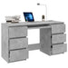 Birou de scris, gri beton, 140x50x77 cm, lemn prelucrate - WALTI WALTI