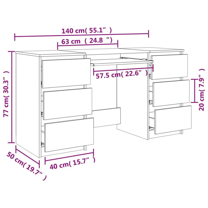 Birou de scris, gri beton, 140x50x77 cm, lemn prelucrate - WALTI WALTI