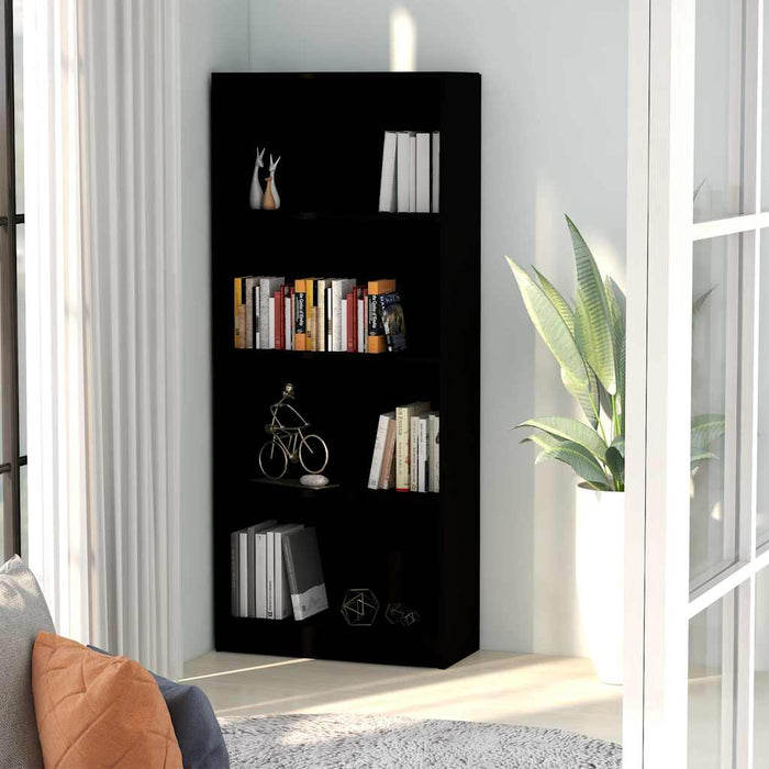 Bibliotecă cu 4 rafturi, negru, 60x24x142 cm, lemn prelucrat WALTI