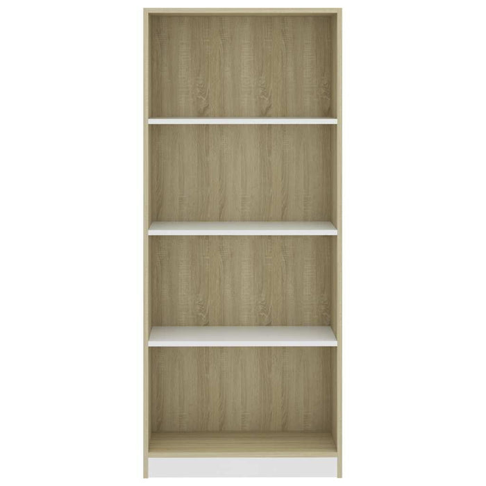 Bibliotecă cu 4 rafturi, alb & stejar sonoma, 60x24x142 cm, PAL WALTI