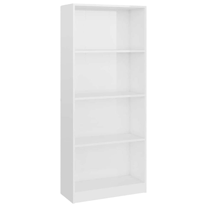 Bibliotecă 4 rafturi, alb lucios, 60x24x142 cm, lemn prelucrat WALTI
