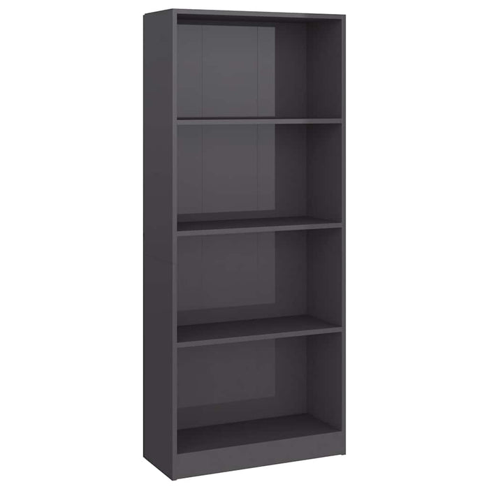 Bibliotecă cu 4 rafturi, gri extralucios, 60x24x142 cm, PAL WALTI