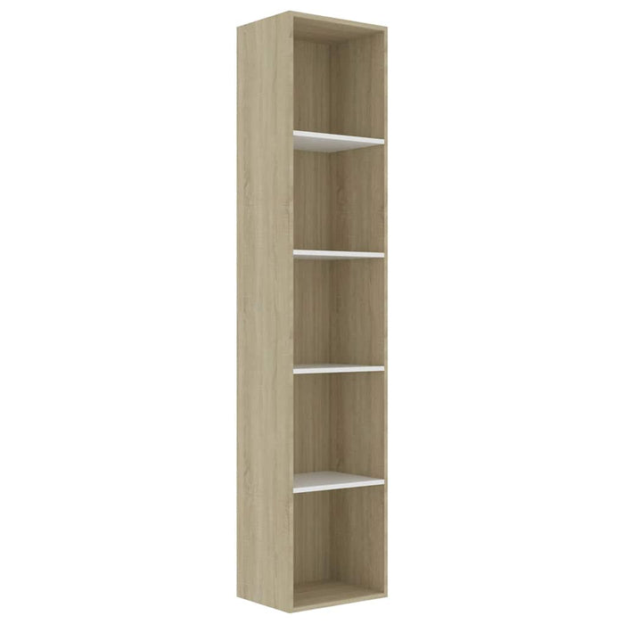 Bibliotecă, alb și stejar sonoma, 40x30x189 cm, PAL WALTI