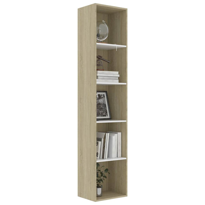 Bibliotecă, alb și stejar sonoma, 40x30x189 cm, PAL WALTI