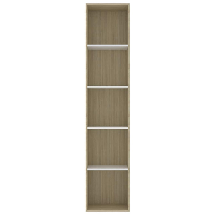 Bibliotecă, alb și stejar sonoma, 40x30x189 cm, PAL WALTI