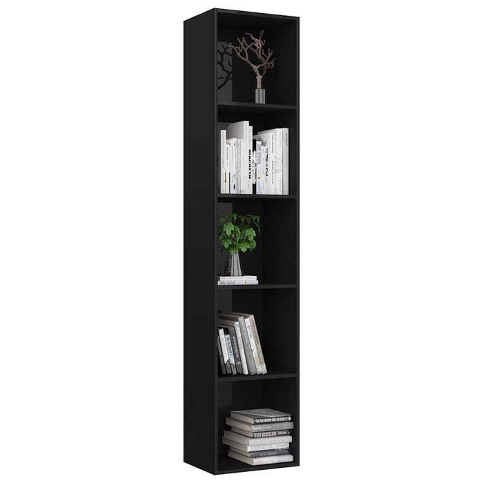 Bibliotecă, negru extralucios, 40x30x189 cm, PAL WALTI