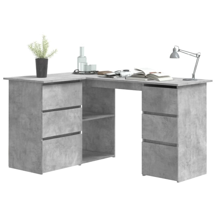 Birou de colț, gri beton, 145x100x76 cm, lemn prelucrat - WALTI WALTI