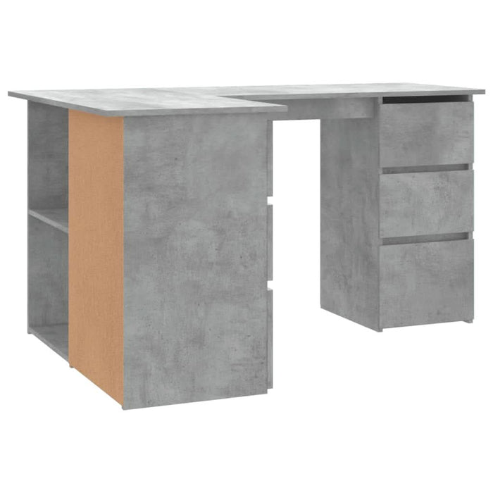 Birou de colț, gri beton, 145x100x76 cm, lemn prelucrat - WALTI WALTI