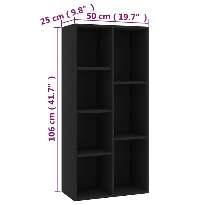 Bibliotecă, negru, 50x25x106 cm, lemn prelucrat WALTI