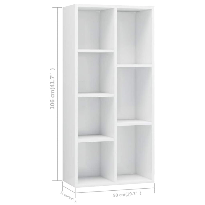 Bibliotecă, alb extralucios, 50 x 25 x 106 cm, lemn prelucrat WALTI