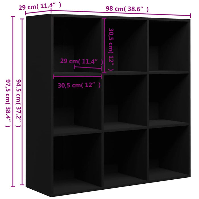 Bibliotecă, negru, 98x29x97,5 cm, lemn prelucrat - WALTI WALTI